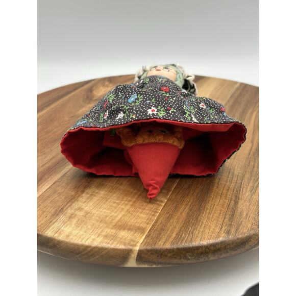 Vintage Handmade Cloth Doll Blue Gingham Dress Lace Trim 10” Sarah Montjoy - Picture 13 of 14